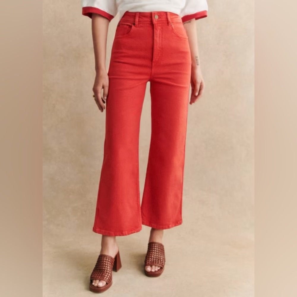 Sezane Red Flare & Wide Leg Jeans